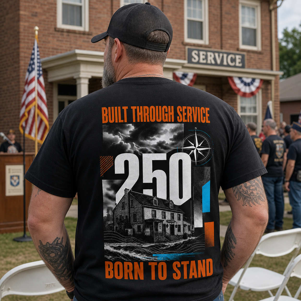 Built Through Service Born to Stand 250th Anniversary Men's T-Shirt