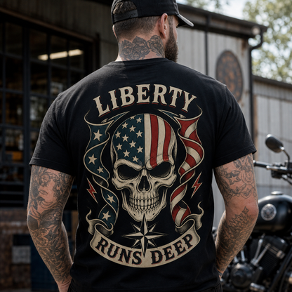 Liberty Runs Deep American Skull Men's T-Shirt
