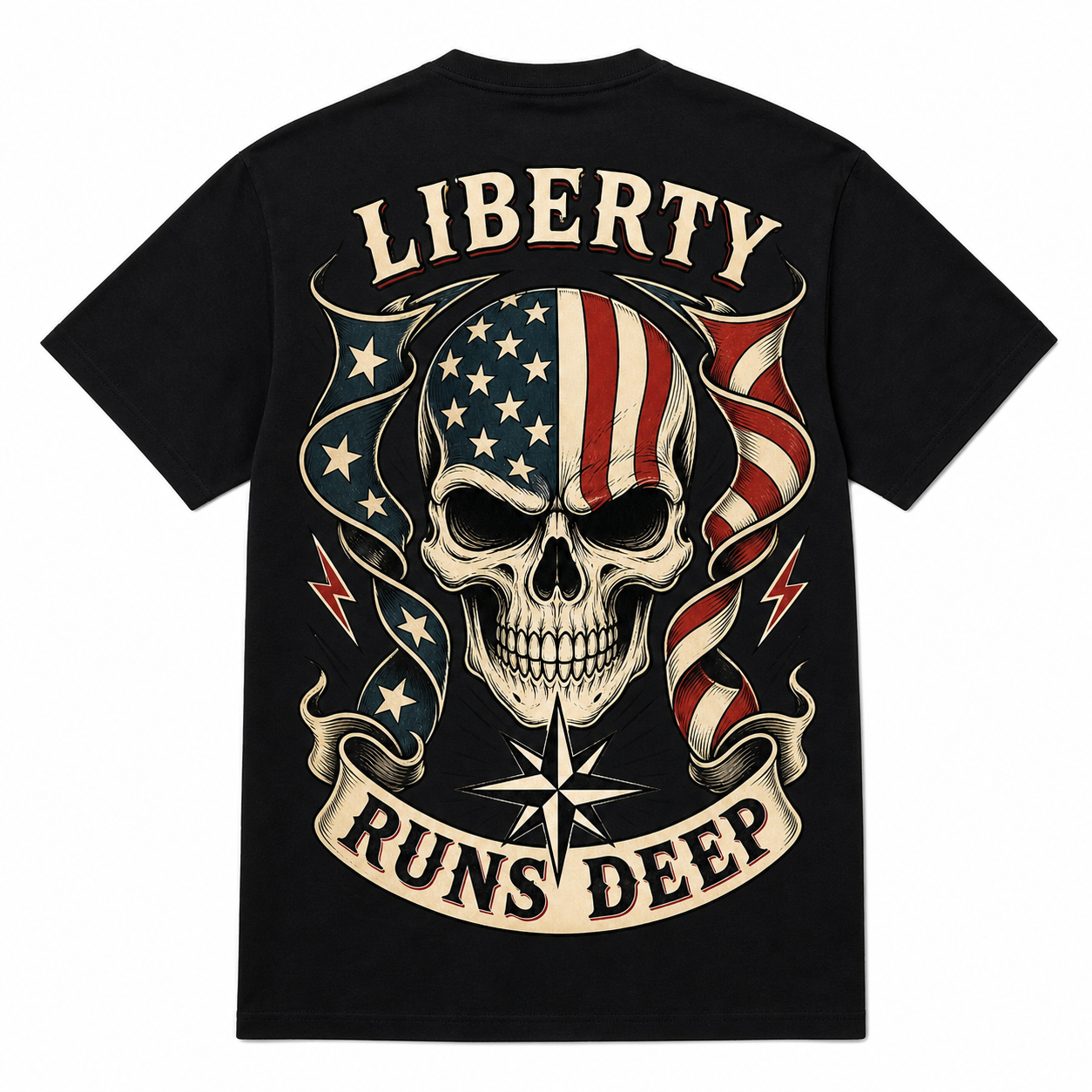 Liberty Runs Deep American Skull Men's T-Shirt