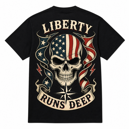 Liberty Runs Deep American Skull Men's T-Shirt