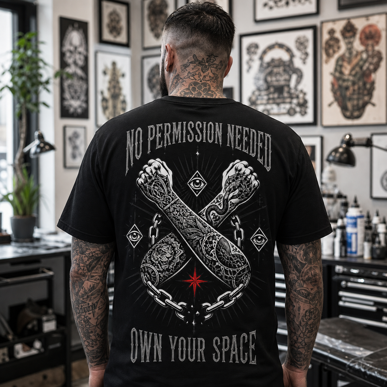 No Permission Needed Own Your Space Tattoo Men's T-Shirt
