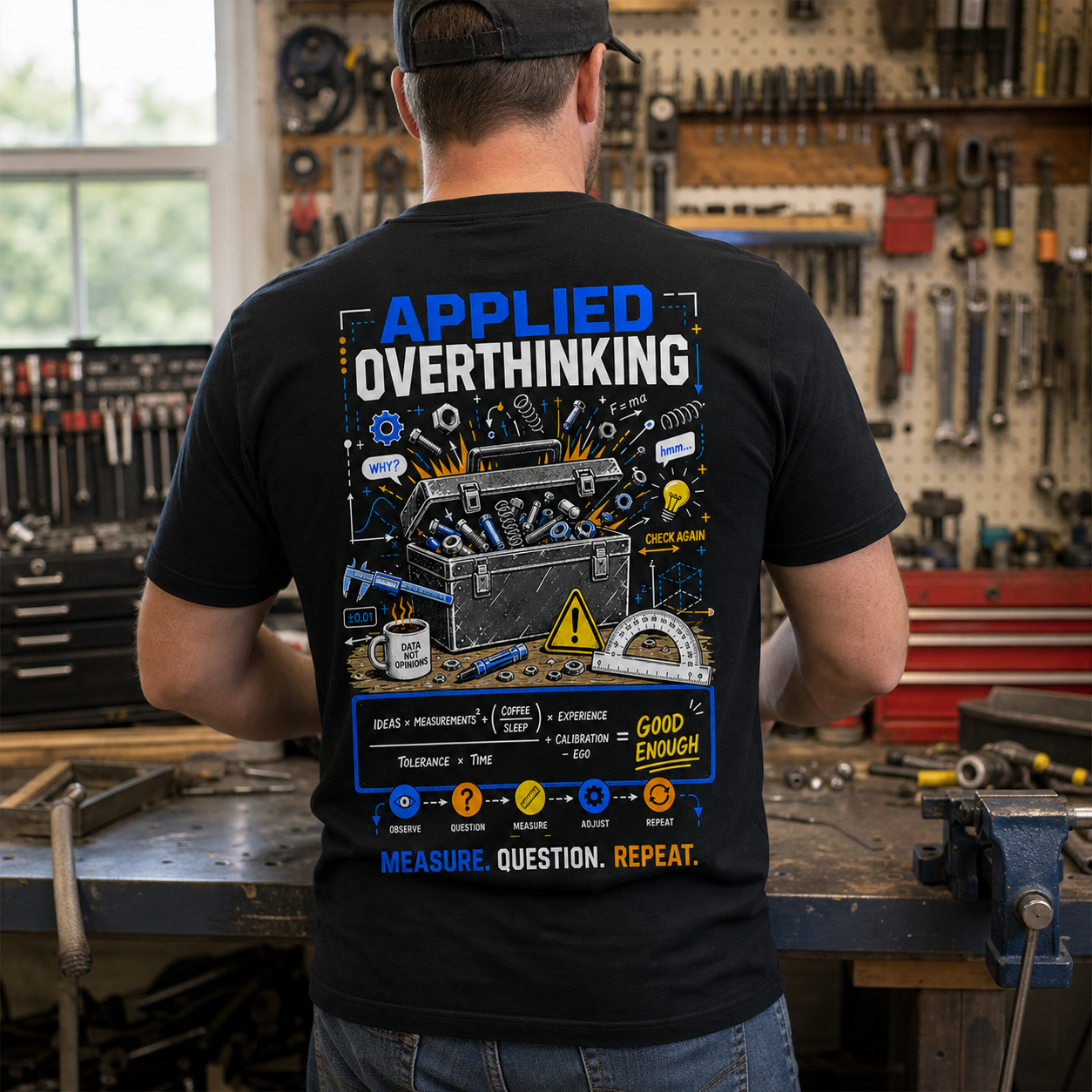 Applied Overthinking Measure Question Repeat Mechanic Men's T-Shirt