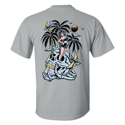Skull Coconut Tree Printed Casual Men's T-shirt