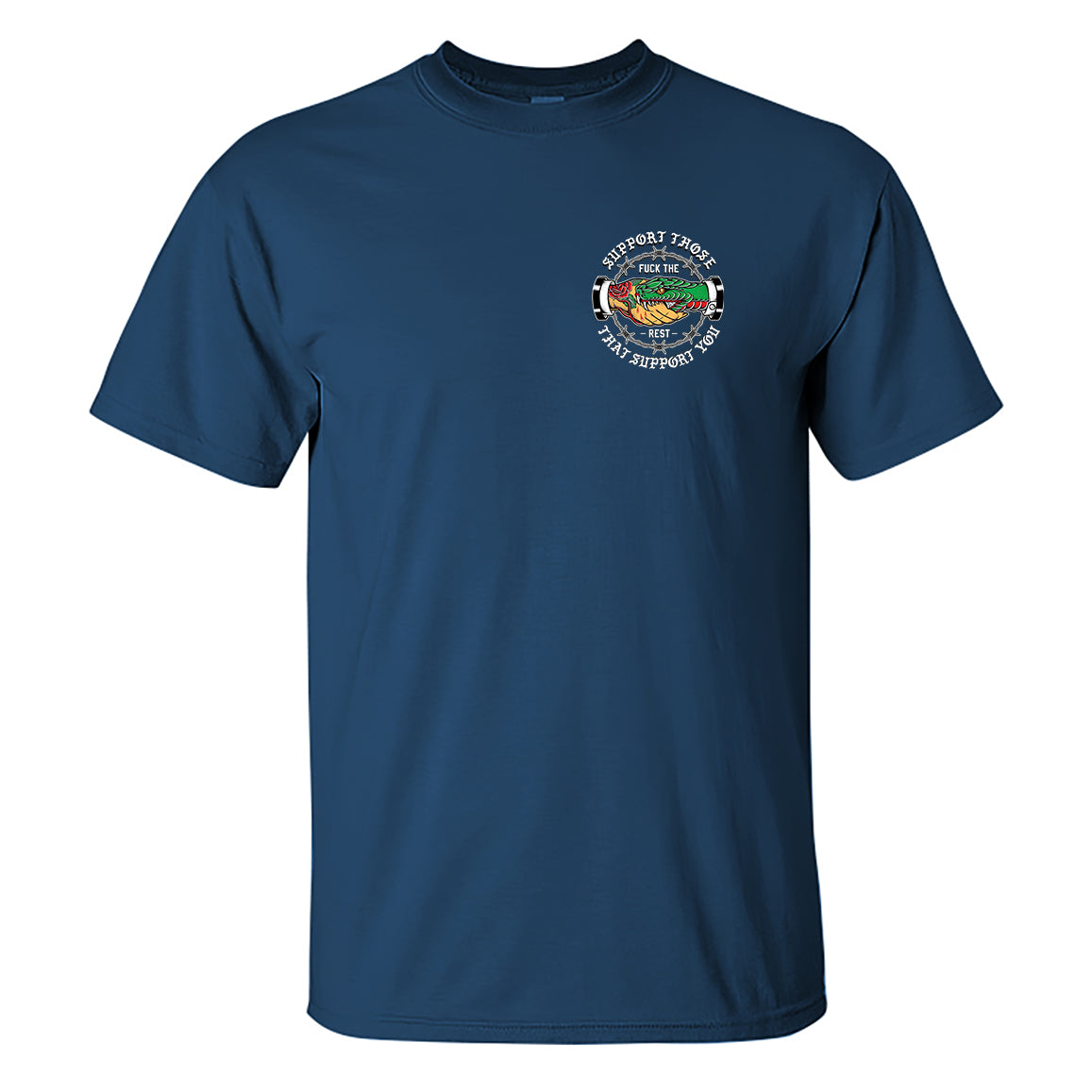 SUPPORT THOSE THAT SUPPORT YOU Snake Graphic Black Print T-shirt