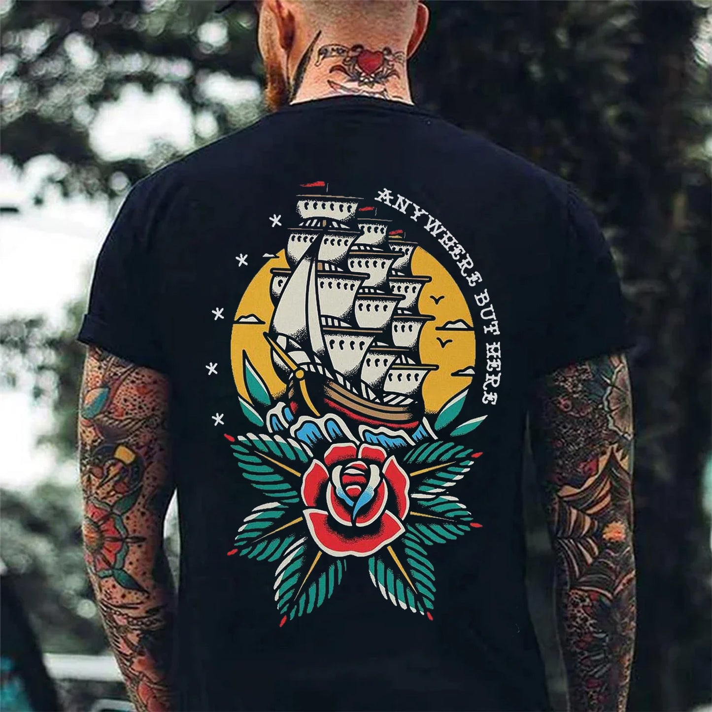 Anywhere But Here Sailboats Print Men's T-shirt