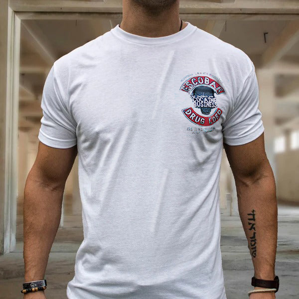 Escobar cocaine drug lord portrait printed fitness T-shirt