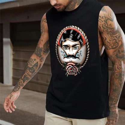 Bearded Man Print Men's Vest