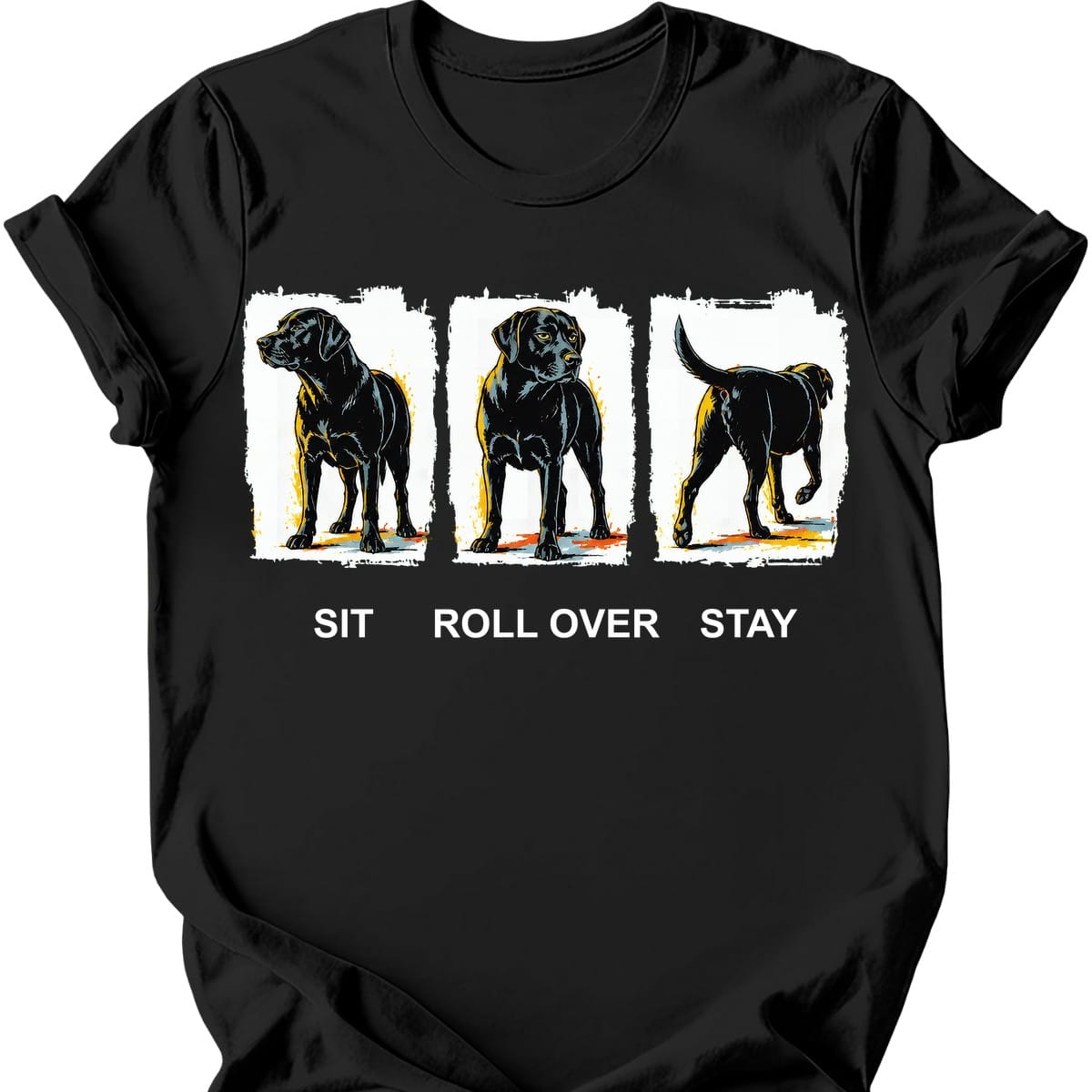 Black Labrador - Sit Roll Over Stay T-Shirt Secondary image