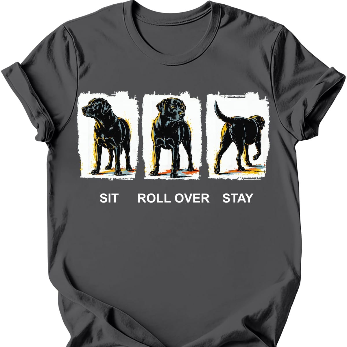 Black Labrador - Sit Roll Over Stay T-Shirt Main image