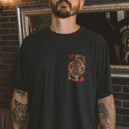 Playing Card Skull Print Casual T-shirt