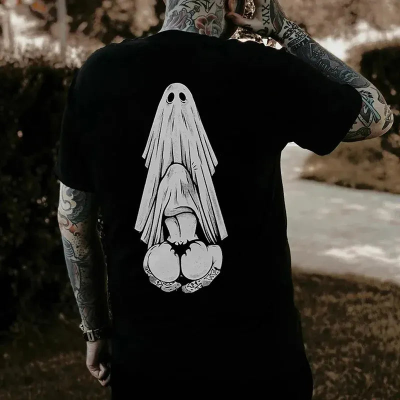 Oral Sex with Ghost Dirty Love Casual Black Print T-shirt