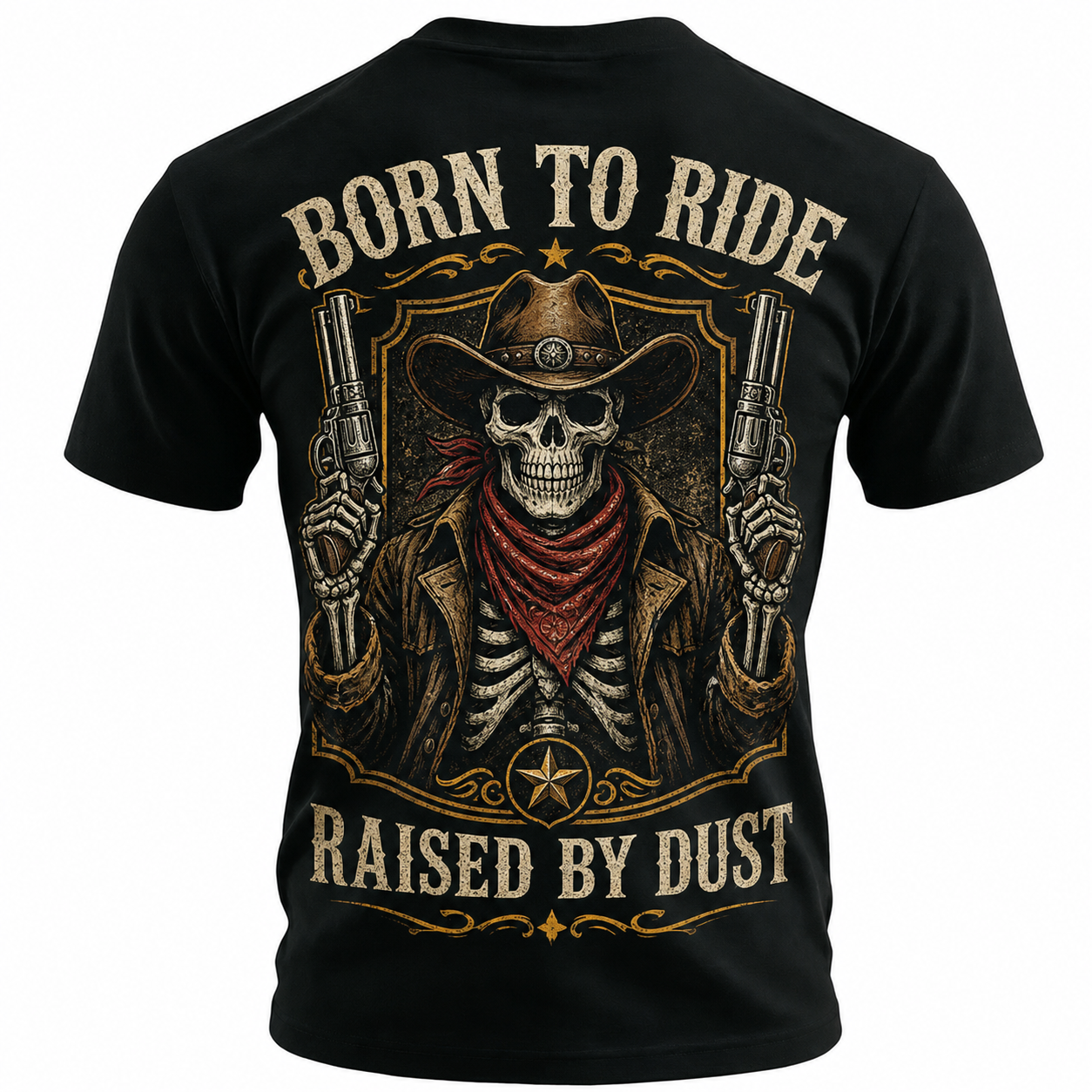 Born To Ride Western Skeleton Graphic T-Shirt