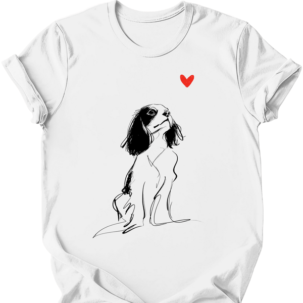 Cavalier King Charles Spaniel - Sketch Dog T-Shirt
