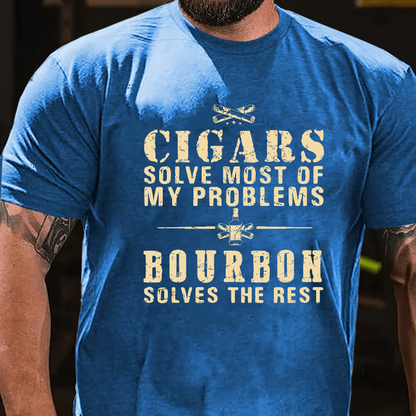 Cigars Solve Most Of My Problems Bourbon / Whiskey Does The Rest T-shirt