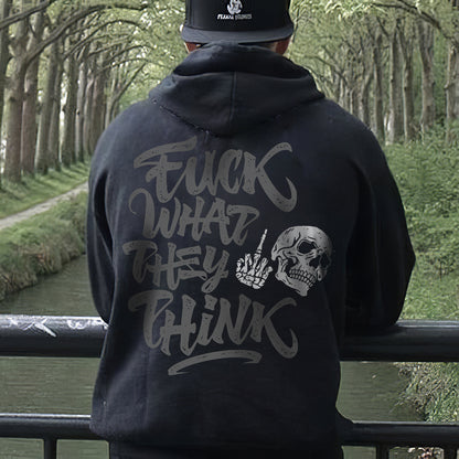 Fuck What They Think And Punk Skull Printed Mens Hoodies