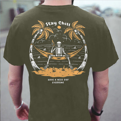 Have A Nice Day Skull's On Holiday Printed Men's T-shirt