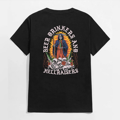 BEER DRINKERS AND HELL RAISERS Casual Black Print  Men's T-shirt