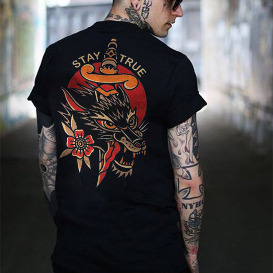 STAY TRUE printed loose T-shirt designer