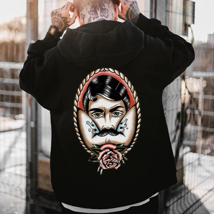 Vintage Rose Print Men's Hoodie