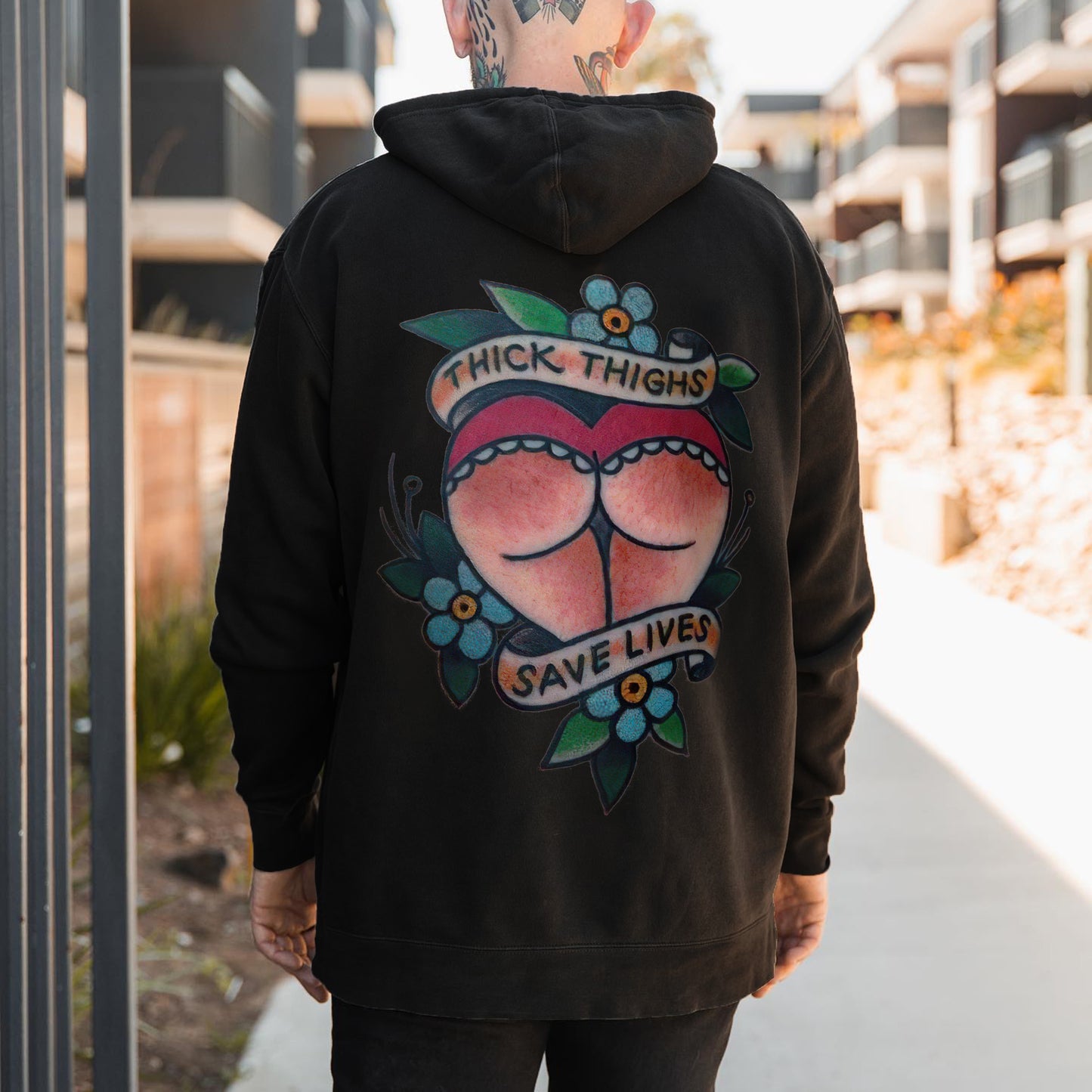 Thick Thighs Save Lives Printed Men's Loose Hoodie