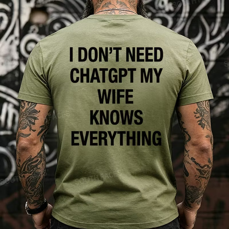 I Don't Need CHATGPT My Wife Knows Everything Back T-Shirts