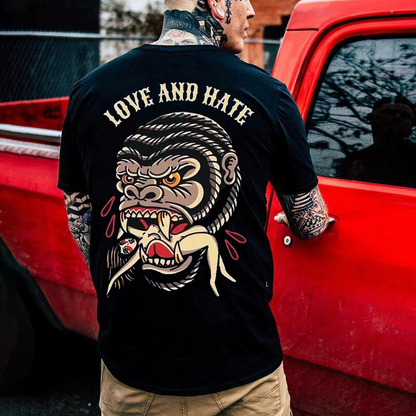 Love And Hate Orangutan Print T-shirt