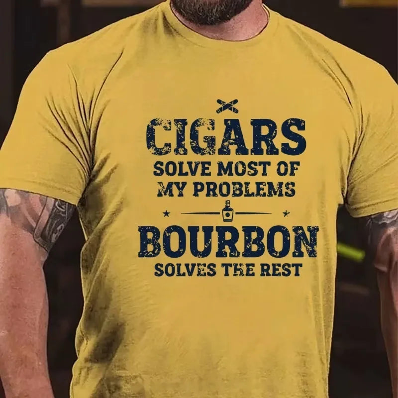 Cigars Solve Most of My Problems Bourbon Solves The Rest Graphic T-Shirt