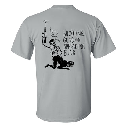 Shooting Guns And Spreading Buns Skull Printed Casual Men's T-shirt