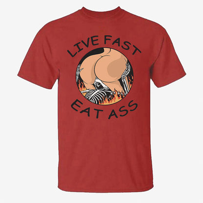 Live Fast Eat Ass Printed Men's T-shirt