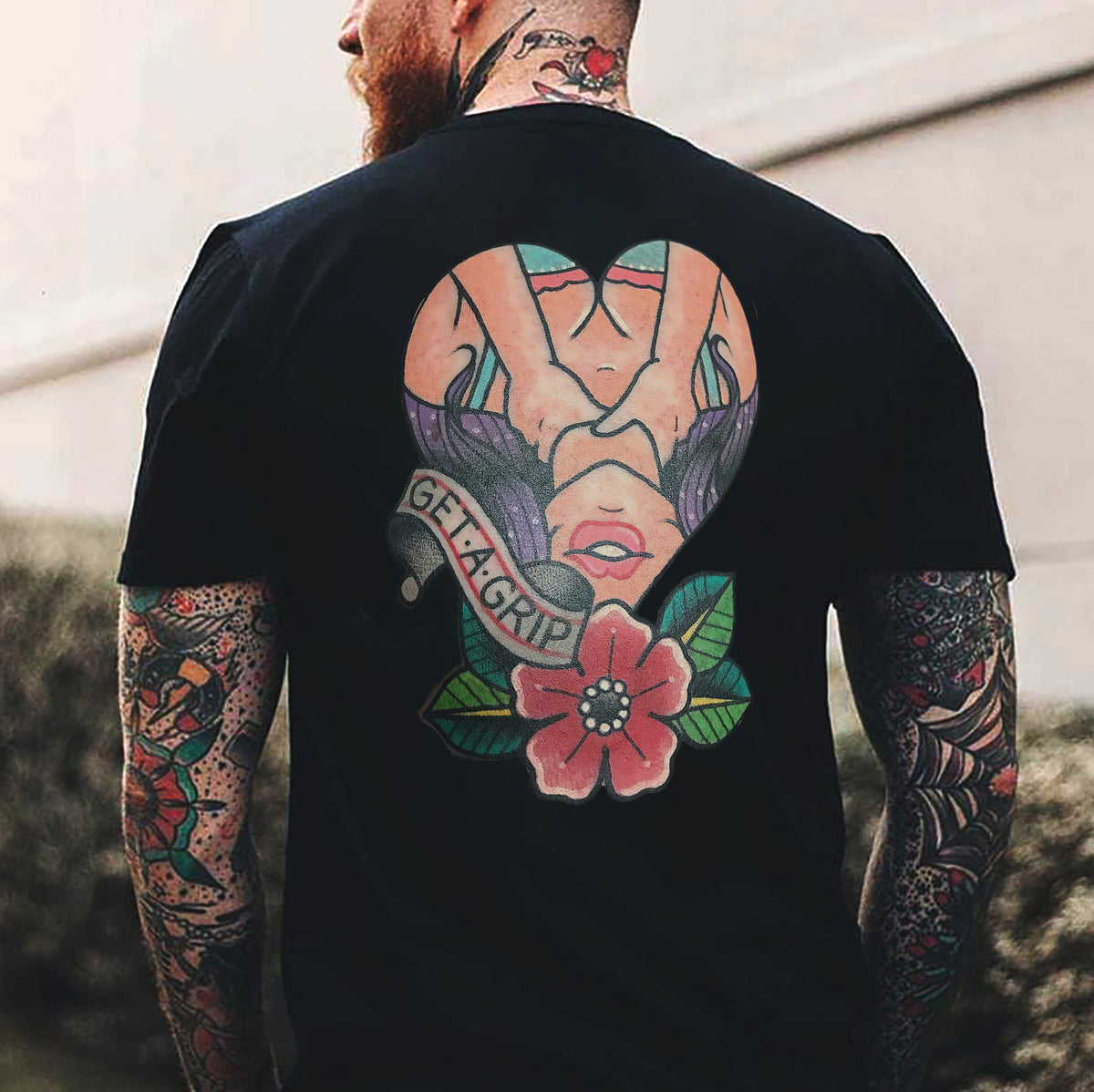 Get A Grip Floral Lady Print Men's T-shirt