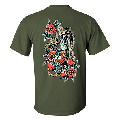 Anchor And Mermaid Printed Men's T-shirt