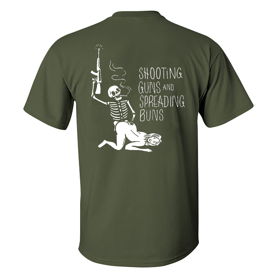 Shooting Guns And Spreading Buns Skull Printed Casual Men's T-shirt