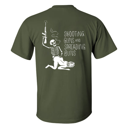 Shooting Guns And Spreading Buns Skull Printed Casual Men's T-shirt