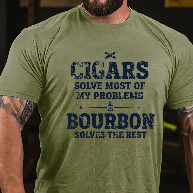 Cigars Solve Most of My Problems Bourbon Solves The Rest Graphic T-Shirt