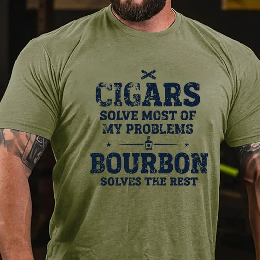 Cigars Solve Most of My Problems Bourbon Solves The Rest Graphic T-Shirt