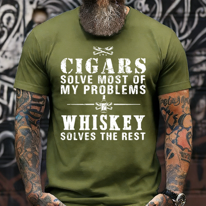 Cigars Solve Most Of My Problems Bourbon / Whiskey Does The Rest T-shirt