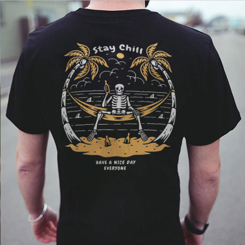 Have A Nice Day Skull's On Holiday Printed Men's T-shirt