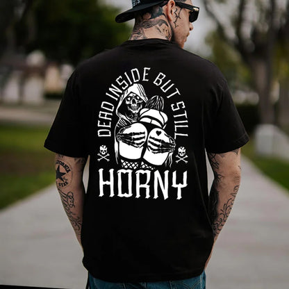 Dead Inside But Still Horny Skull Printed Men's T-shirt