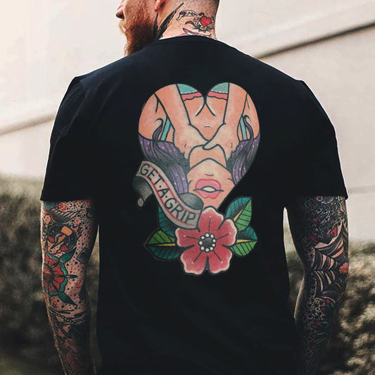 Get A Grip Floral Lady Print Men's T-shirt
