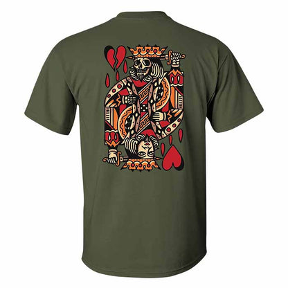 Playing Card Skull Print Casual T-shirt